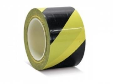 Купить ПВХ (ОПП) лента для разметки и маркировки упрочненная желто-черный цвет 190 мкр Mehlhose.