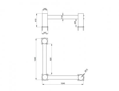 Ограждение угловое транспортное 1 перекладина из пластика П-МАТ чертеж