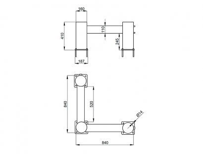 Ограждение защитное Г-образное пластик 1 перекладина П-МАТ чертеж