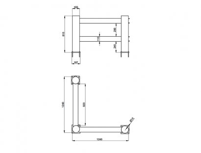Ограждение Г-образное полимерное транспортное 2 перекладины П-МАТ чертеж